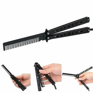 Loygkgas New Camping Metal Folding Balisong Trainer Comb Butterfly Knife Safety Trainer, Size: One Size