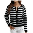 thumbnail image 2 of DailyTrove Women's Striped Knit Cardigan, Long Sleeve, Casual Office & Weekend Wear, Soft Wool Blend, Plus Size Friendly, 2 of 5