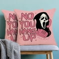 thumbnail image 4 of Halloween Pillow Covers 20x20 Inch Set of 2, Pink No You Hang Up Horror Ghost Design Throw Pillows Farmhouse Linen Funny Halloween Decorative Pillow Case for Couch Sofa Indoor Outdoor Decor, 4 of 6