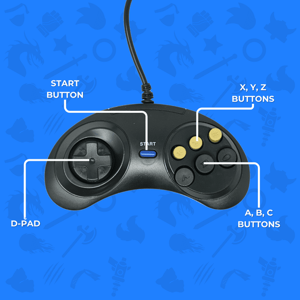 SEGA, Classic Sega Genesis Controller, 6-Button Game pad, 6 ft