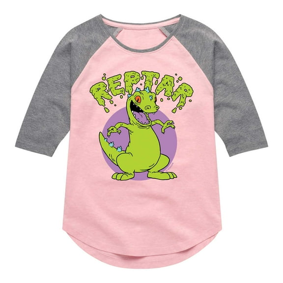 Rugrats - Reptar Slime - Toddler And Youth Girls Raglan Graphic T-Shirt