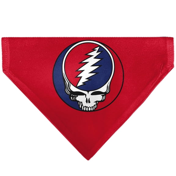 Grateful Dead Pet Bandana Grateful Dead Steal Your Face Logo Centered Red and Blue Slip On Collar Bandana Only