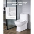 thumbnail image 2 of KFFKFF One-Piece Elongated Toilet with Dual-Flush System, 1.1/1.6 GPF, Comfortable Chair-Height Seat, Easy-to-Clean Skirted Design, 12-Inch Rough-In, White and Silver Finish, 2 of 9