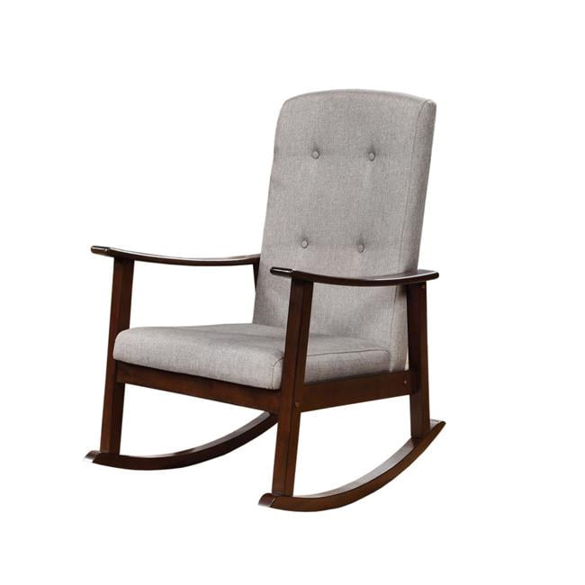 Benzara BM196575 Wooden Rocking Chair with Fabric Upholstered Seat