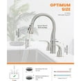 thumbnail image 5 of 3 Hole Kitchen Faucet with Pull Down Sprayer, Brushed Nickel, Double Handle High Arc Faucet for Kitchen Sink with 3 Mode , Stainless , T-3005BN, 5 of 8