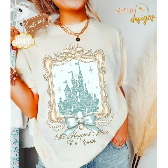 Disney Coquette Magical Castle Shirt, Happiest Place On Earth T-Shirt, Disney Trip Shirt, Magic Kingdom Shirt, Disney Birthday Gift