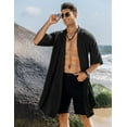thumbnail image 3 of COOFANDY Men's Ruffle Shawl Collar Cotton Cardigan Long Kimono Jackets Open Front Drape Cape Coat, 3 of 7