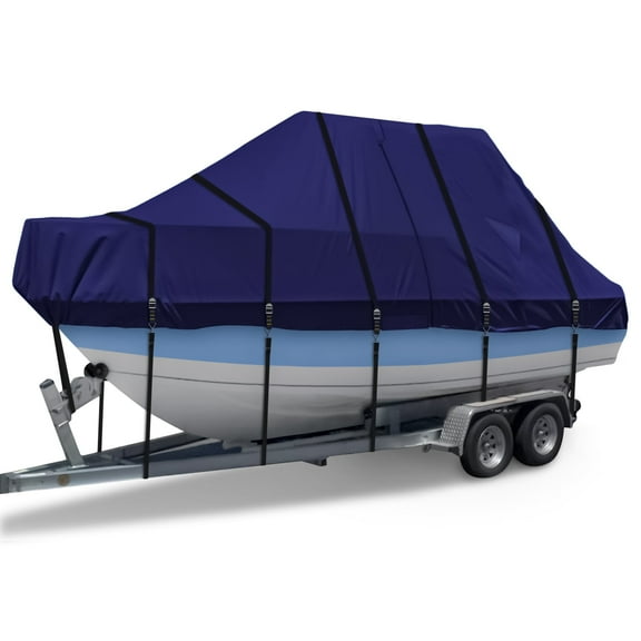Zenicham 900D T Top Boat Cover - Heavy Duty Boat Cover, Waterproof T Top Hard Top Boat Cover, Trailerable Center Console Boat Cover, (Model - Length:18'-20', Beam Width: up to 102", Navy)