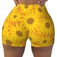 thumbnail image 2 of Daiia Sun Flowers Pattern Women's Workout Shorts Biker Shorts - High Waisted Workout Spandex Tummy Control Gym Running Yoga Shorts-Large, 2 of 8