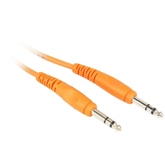 Rockville RCTR110O 10' 1/4'' TRS to 1/4'' TRS Cable, Orange, 100% Copper