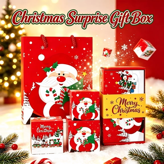2026 Christmas Surprise Jumping Explosion Gift Box, Folding Bouncing Money Gift Box for Cash, DIY Surprise Box Set for Xmas Birthday Holiday Gift