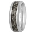 thumbnail image 2 of Men's Stainless Steel 8MM Gray Carbon Fiber Wedding Band - Mens Ring, 2 of 5