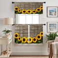thumbnail image 2 of Sunflower Kitchen Curtains Sets for Windows Wood Sunflower Rod Pocket Short Tier Curtain Yellow Farmhouse Kitchen Curtains Decor 3 Piece Kitchen Curtains, 2 of 6