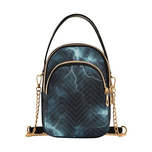 FORMRS Crossbody Bag for Women Quilted Travel Shoulder Cell Phone Purse with Chain Strap Handbag, Lightning Pattern