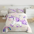 thumbnail image 2 of Feelyou Dreamy Unicorn Kid Full Size Comforter Sets, Watercolor Rainbow Print Bedding Comforter Set, Cloud Stars Galaxy Reversible Bedding Sets, Ultra Soft Bedroom Decor, 3-Piece, 2 of 8