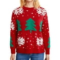 thumbnail image 5 of hirigin Women's Ugly Christmas Sweaters, Long Sleeve Tree Snowflake Embroidery Loose Knit Pullovers, 5 of 9