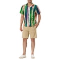 thumbnail image 2 of CAMISA CHIC para Hombre de Rayas Verticales, con Botones, Cuello de Punta, de Manga Corta, Talla M, Verde, 2 of 6