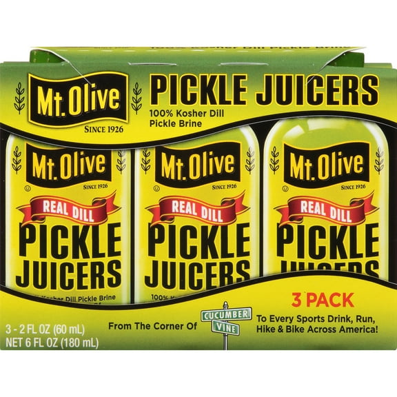 Mt. Olive 3 pack 2 fl oz Bottles of Real Dill Pickle Juicers Juice