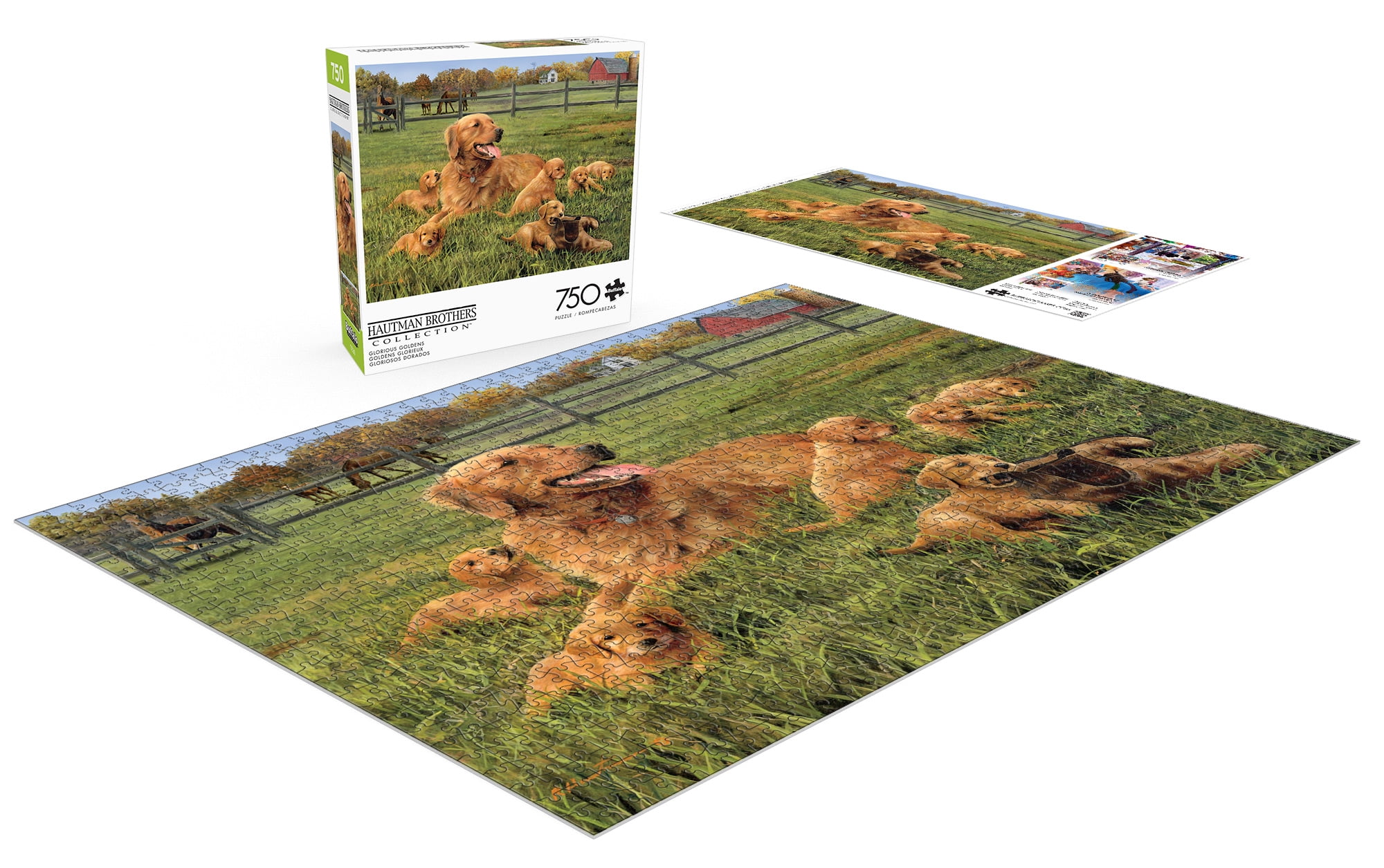 Buffalo Games Robert Hautman Glorieux Goldens Casse-Tête de 750 Pcs pour Adultes Casse-Tête Stimulant Parfait pour les Soirées de Jeux - Casse-Tête Fini Taille 24 x 18