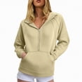 thumbnail image 2 of Towmus Women's Casual Long Sleeve Half Zip Lapel Sweaters Fall Loose Knit Pullover Tops, 2 of 5