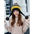 thumbnail image 6 of YooGuoGuo Women Fleece Lined Beanie Cap Contrast Color Warm Knitted Ski Hat w/Earflap Pom, 6 of 7