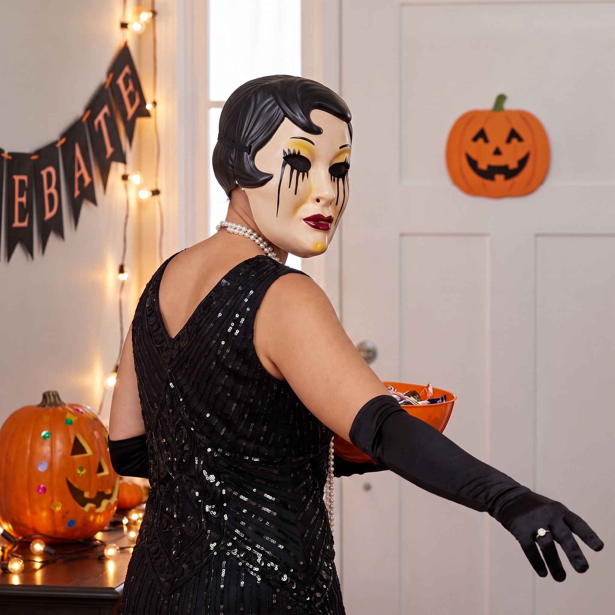 Smudged Mask Costume Accessory for Adults, Multicolor, Halloween by Way To Celebrate
