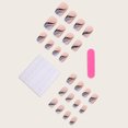 thumbnail image 6 of Acrylic French Fake Nails,Medium Square Press on Nails Swirls Design,Glossy False Nails with Blue Line for Women Girls Daily Wear,Artifical Full Cover Nails Gift for Wedding Valentine's 24PCS, 6 of 6