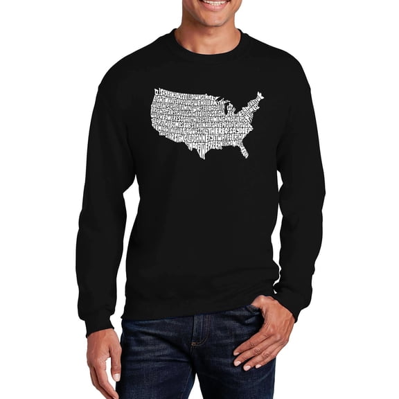 LA Pop Art Men's Word Art Crewneck Sweatshirt - THE STAR SPANGLED BANNER