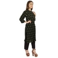 thumbnail image 2 of Moomaya Printed Womens Kurti 3/4 Sleeve Mandarin Collar Straight Kurta Soft Summer Tunic, 2 of 7