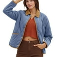 thumbnail image 3 of Women's Colorblock Quilted Jacket - Stylish Long Sleeve Coat w/Pockets, 3 of 8