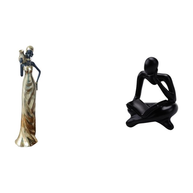 Figura de mujer africana, escultura de resina, estatua de pensadora abstracta, dama tribal, arte coleccionable, adorno hecho a mano, ideal para regala