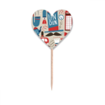 thumbnail image 1 of Big Ben Post Office Rojo British Bus Reino Unido  de Inglaterra caballero ilustración patron Etiqueta del corazón de la bandera del palillo de dientes, 1 of 3