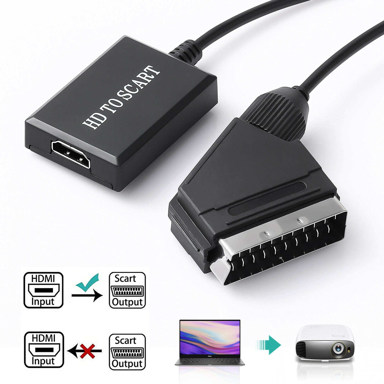 720P 1080P Video Audio Adapter HDMI to Scart Converter For DVD - Walmart.com