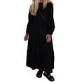 thumbnail image 2 of Qiopertar Robe Décontractée pour Femmes Col Rond Manches Longues Couleur Unie Robe en Coton Ample en Solde à Moins de 5$ en Solde Offres d'Accès Anticipé, 2 of 7