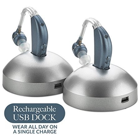 - Digital Hearing Amplifier - (Pair of 2) Personal Hearing Enhancement Sound Amplifier, Rechargeable Digital Hearing Amplifier with All-Day Battery Life, Modern Blue
