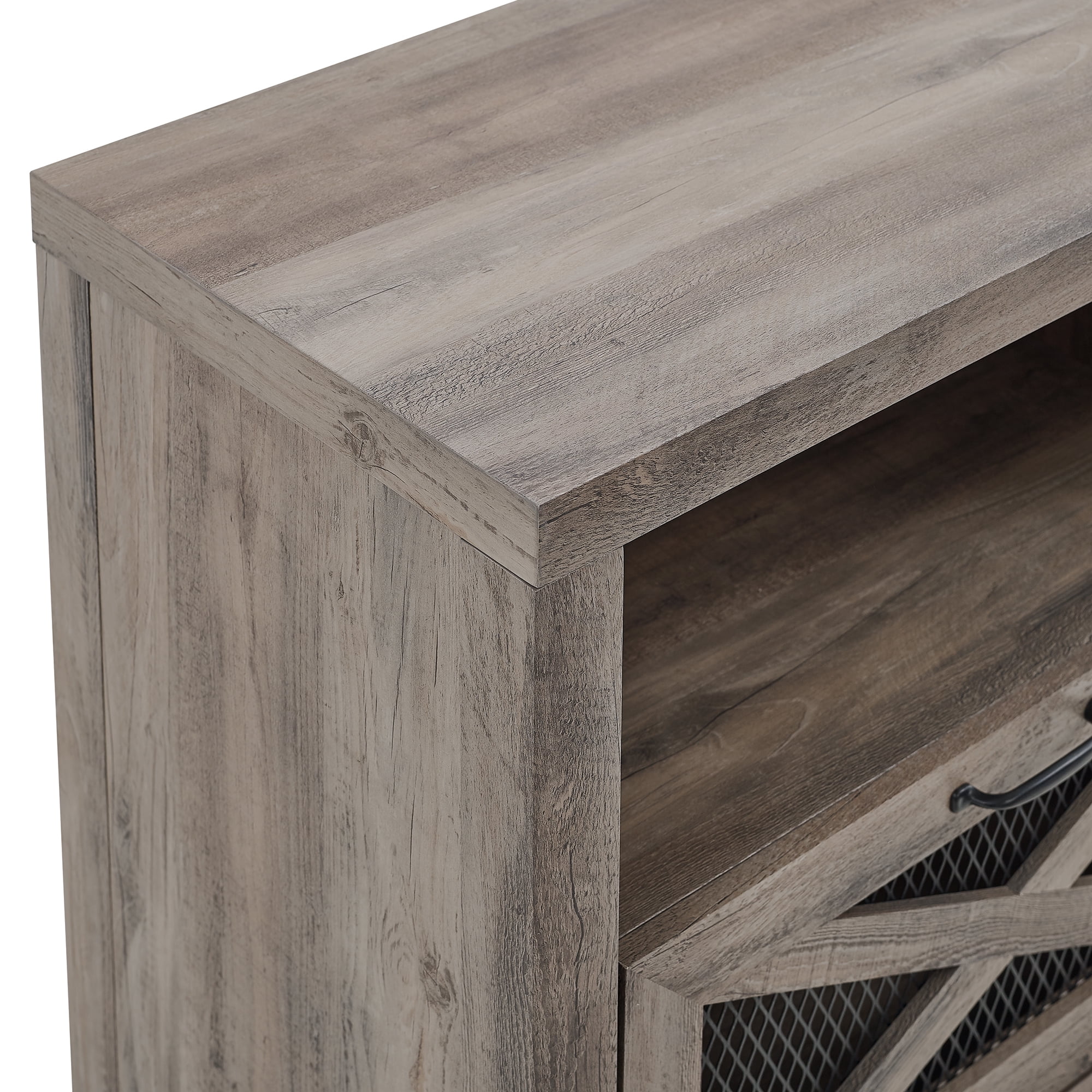 Walker Edison Farmhouse Fireplace TV Stand for TVs up to 80", Grey Wash