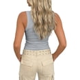 thumbnail image 4 of XIAONU Womens Ribbed Tank Top U Neck Sleeveless Slim Fit Daily Shirt, 4 of 7