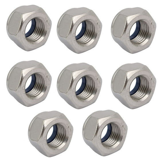 8pcs M14 x 1.5mm Pitch Metric Fine Thread 304 Stainless Steel Hex Lock Nuts