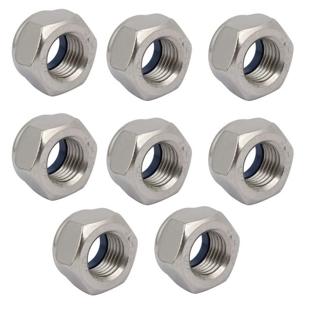 8pcs M14 x 1.5mm Pitch Metric Fine Thread 304 Stainless Steel Hex Lock