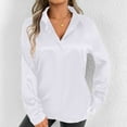 thumbnail image 6 of Timegard Satin Tops for Women Work Office Button up Shirts Long Sleeve Solid Color Casual Thin Tee, 6 of 7