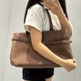 thumbnail image 5 of Bolsos de mano vintage de gamuza sintética para mujer, bolsos y carteras de diseñador de lujo, novedad de 2024, con hebilla de cinturón, asa superior, para hombro bajo el brazo, 5 of 5