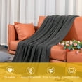 thumbnail image 4 of Ntbay Acrylic Knitted Throw Blanket with 7" Tassels, Lightweight and Soft Cozy Decorative Woven Blanket for Travel, Couch, Bed, Sofa, 51" x 67", Dark Gray Checkered, 4 of 6