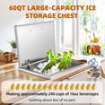thumbnail image 2 of Drop in Ice Chest, 60 Quart Stainless Steel Ice Cooler, Commercial Ice Bin with Hinged Cover, Drain-Pipe Set Included, for Outdoor Kitchen Patio Ice Bar, Cold Wine Beer, Parties, BBQ, 2 of 7