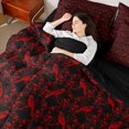 thumbnail image 4 of Feelyou Tribal Boho Damask Bedding Comforter Set 7pcs, Red Gothic Crow King Bedding Sets, 4 of 8