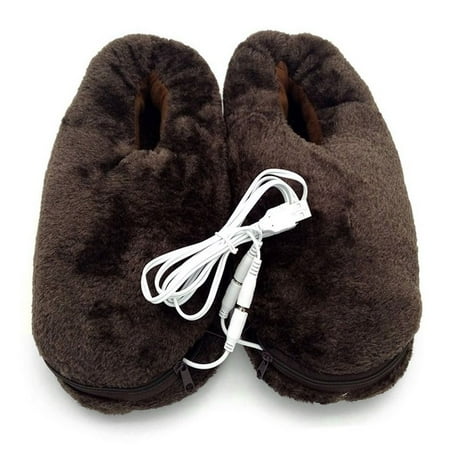 

Winter Office Gifts Unisex Warm Heating Boots USB Heating Boots Slippers USB Electric Heating Shoes BROWN
