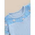 thumbnail image 6 of vera natura Little Girl Ribbed Set, Daisy Embroidery Patchwork Mesh Short Sleeve Tops Bow Shorts Outfits, 6 of 8