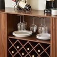 thumbnail image 6 of S-HOME Modern Wavy Curve Sideboard -Glassware Holder Coffee Bar And Wine Cabinet Storage Design With Adjustable Shelves For Kitchen Or Dining Rooms, Walnut, 6 of 11