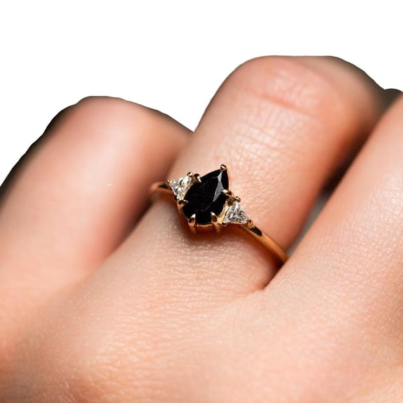 Black Onyx Gemstone Ring, Natural Black Onyx & CZ Ring, December Birthstone, Women Ring, Gold Micron Ring, 925 Sterling Silver, Dainty Ring, Minimal Stackable Ring, Christmas Gift, Statement Ring