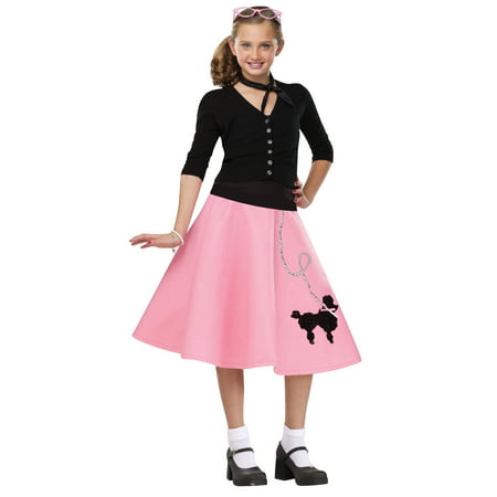 50's Sock Hop Girls Poodle Skirt Child Costume Medium 8-10 Pink