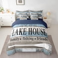 thumbnail image 2 of Homewish Rustic Lake House Twin Bedding Sets 7-Piece for Teen, Vintage Boat Paddle Bedding Comforter Set, Grey Blue Wooden Plank Reversible Sheet Sets, Breathable Home Decor, 2 of 7
